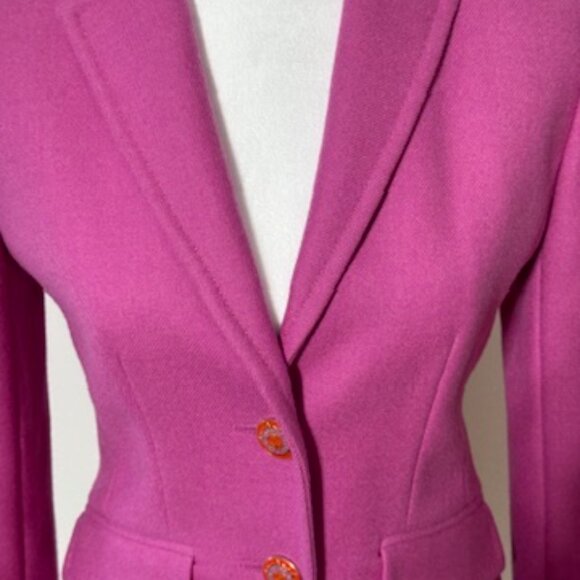 J crew pink wool fitted blazer with gold buttons size 2 - Picture 8 of 15